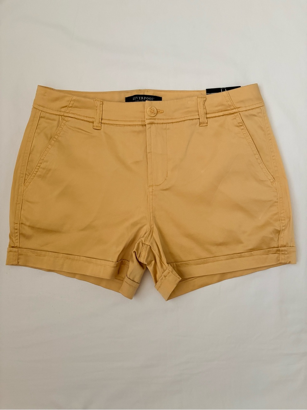 NWT Liverpool Mustard Gold Lyocell Cotton Stretch Shorts 10